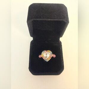 Heart-Shaped Multicolor Gemstone Ring Sz 7 New